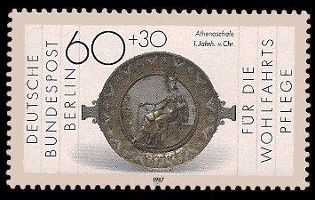 60 + 30 Pf Briefmarke: Wohlfahrtsmarke 1987, Geschmiedetes aus Gold + Silber 60 + 30 Pf Briefmarke: Wohlfahrtsmarke 1987, Geschmiedetes aus Gold + Silber