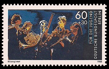 60 + 30 Pf Briefmarke: Für die Jugend 1988, Jugend musiziert