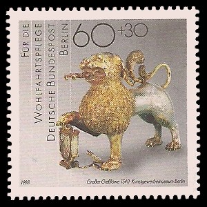 60 + 30 Pf Briefmarke: Wohlfahrtsmarke 1988, Geschmiedetes aus Gold + Silber