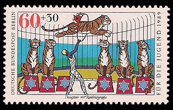 60 + 30 Pf Briefmarke: Für die Jugend 1989, Zirkus 60 + 30 Pf Briefmarke: Für die Jugend 1989, Zirkus