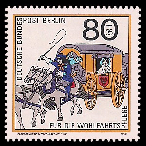 80 + 35 Pf Briefmarke: Wohlfahrtsmarke 1989, Postboten 80 + 35 Pf Briefmarke: Wohlfahrtsmarke 1989, Postboten