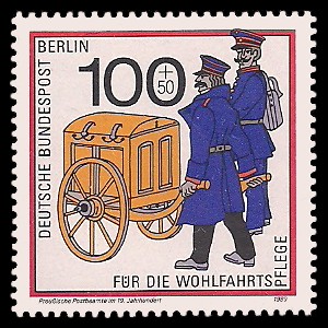 100 + 50 Pf Briefmarke: Wohlfahrtsmarke 1989, Postboten 100 + 50 Pf Briefmarke: Wohlfahrtsmarke 1989, Postboten