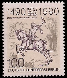 100 Pf Briefmarke: 500 Jahre europäische Postverbindungen