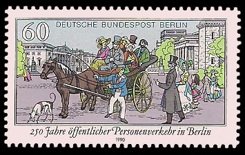 60 Pf Briefmarke: 250 Jahre öffentlicher Personenverkehr 60 Pf Briefmarke: 250 Jahre öffentlicher Personenverkehr