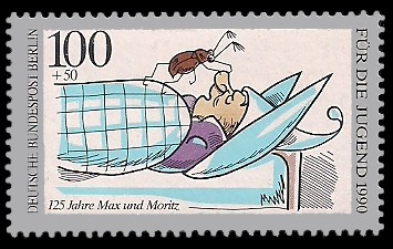 100 + 50 Pf Briefmarke: Für die Jugend 1990, Max und Moritz
