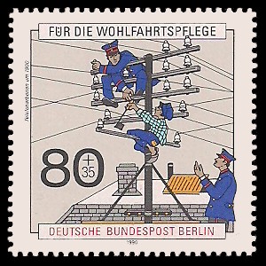 80 + 35 Pf Briefmarke: Wohlfahrtsmarke 1990, Post 80 + 35 Pf Briefmarke: Wohlfahrtsmarke 1990, Post